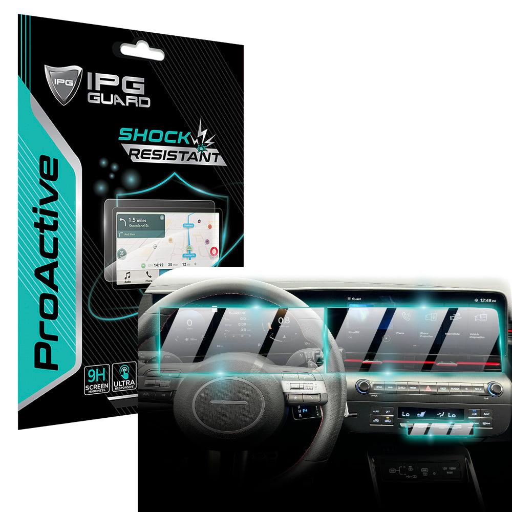 IPG ProActive for Hyundai Kona 2024-2025 Navigation + Dashboard + Air Conditioner SCREEN Protector (3 pieces)