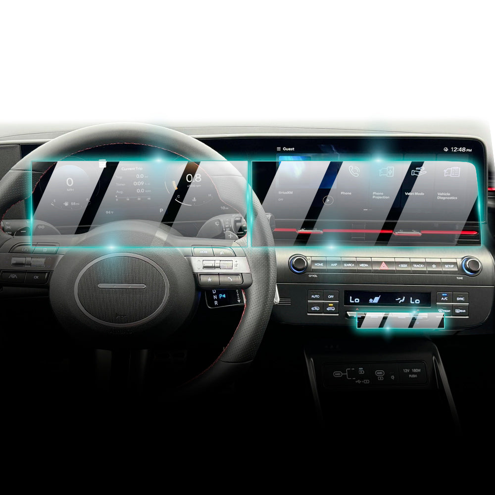 IPG ProActive for Hyundai Kona 2024-2025 Navigation + Dashboard + Air Conditioner SCREEN Protector (3 pieces)
