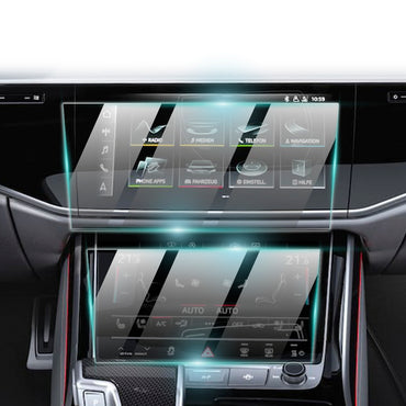 Audi A8L 2018-2024 & Q7 2020-2024 uyumlu 10.1" İnç Ana ekran ve 8.6" İnç Multimedya için 9H Nano IPG ProActive Ekran Koruyucu (2'li SET)