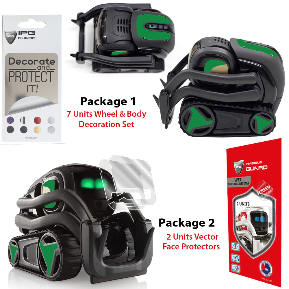 Vector Robot için IPG Dekoratif Koruyucu Dekorasyon Seti Sticker Etiket Aksesuar Vinil (7 Adet Dekoratif Etiket & 2 Adet Ekran Koruyucu)