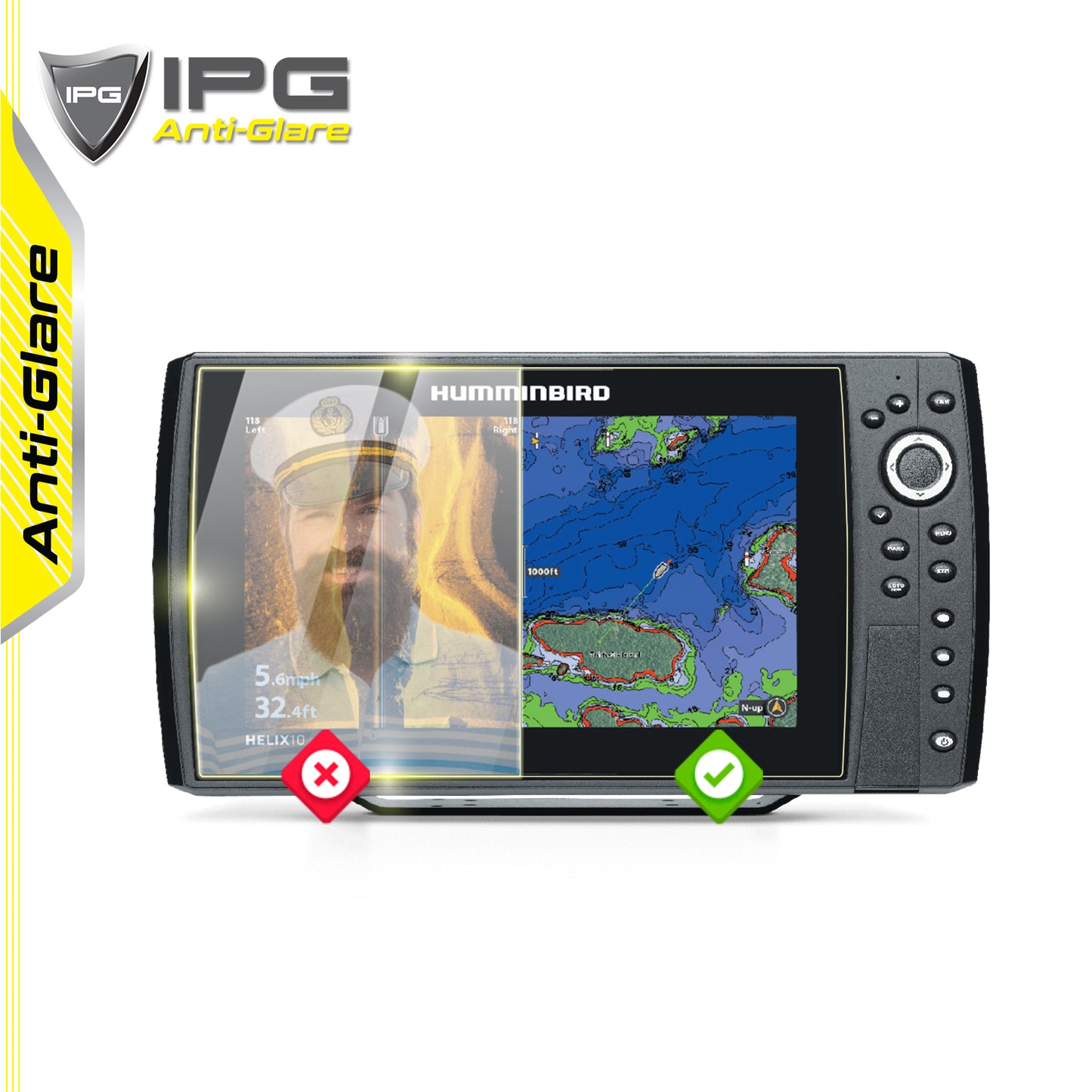 IPG Anti-Glare for Humminbird Helix 10 Fishfinder 10" Inch Gps Sonar Radar Map Display ANTI-GLARE SCREEN Protector