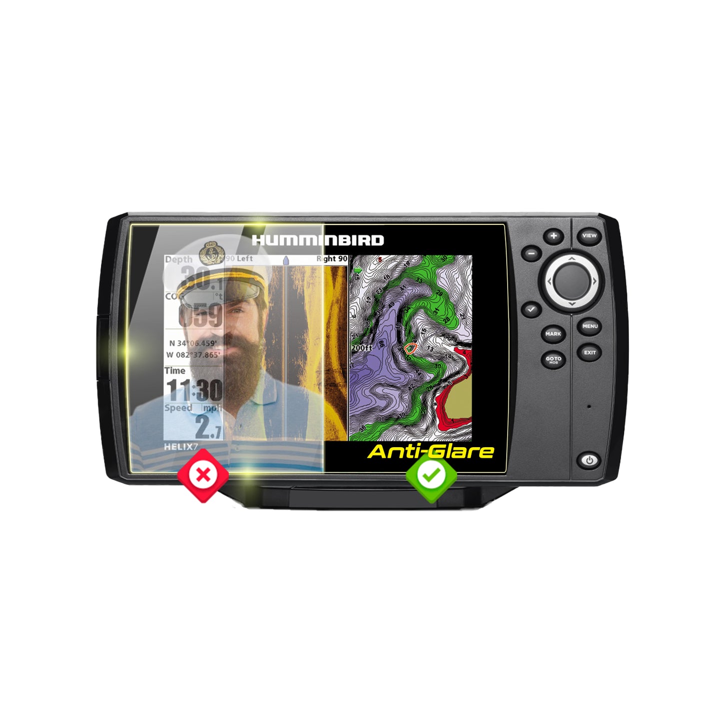 Humminbird Helix 7 - 7" inç Balık Bulucu Sonar Radar Harita Çizici Dönüştürücü Ekranı için IPG Anti-Glare Yansıma Önleyici Ekran Koruyucu
