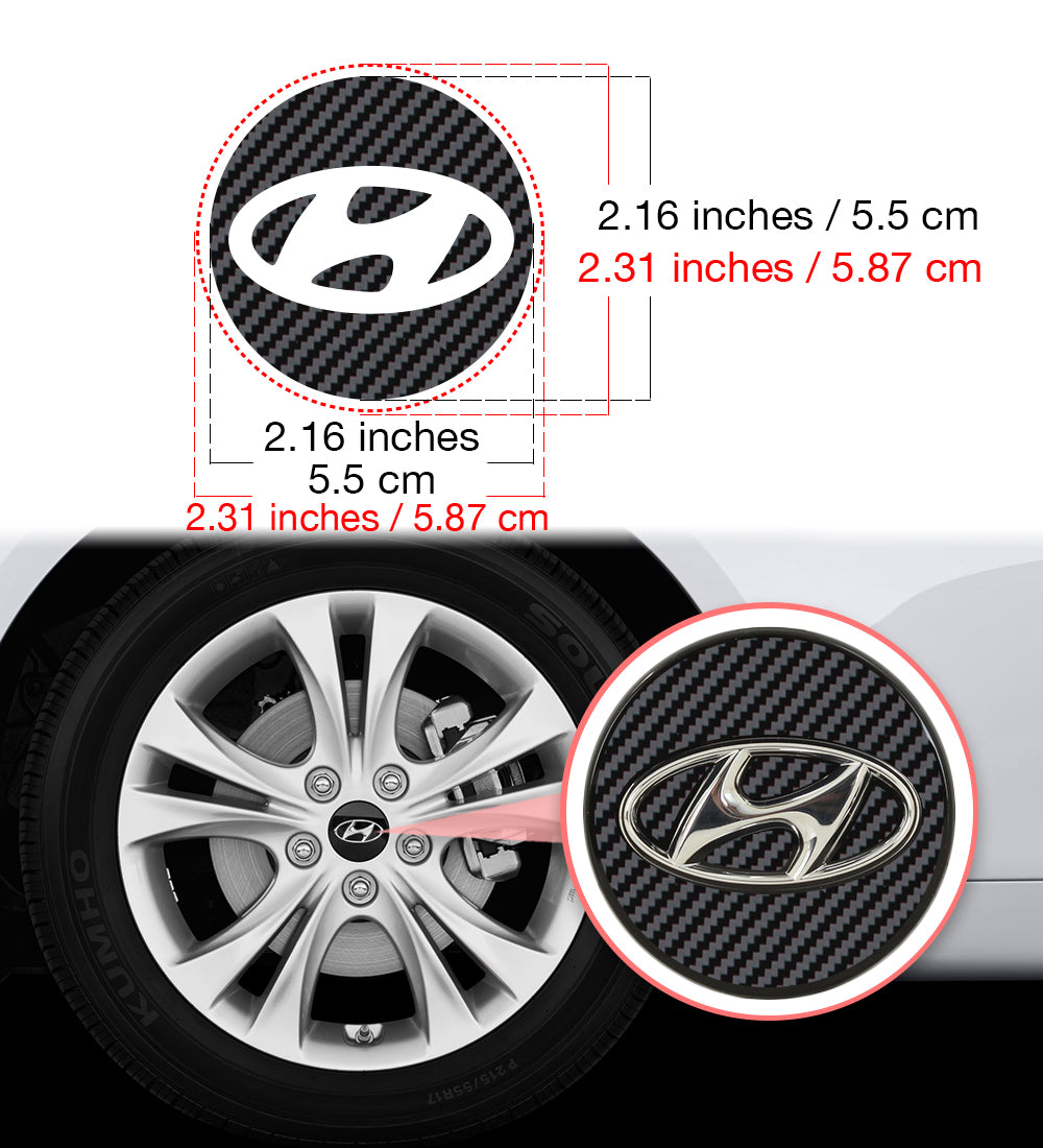 IPG Decorative for Hyundai Sonata - Azera - Santa Fe 2011-2023 Logo Center Cap Wheel Tire Decals Stickers Logo (Center Cap:2.31"-4 Units)