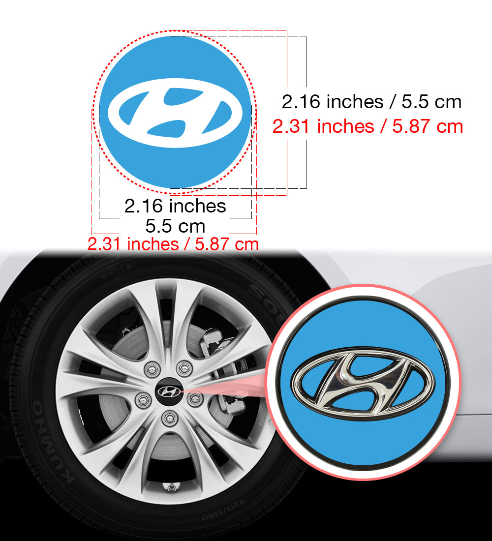 IPG Decorative for Hyundai Sonata - Azera - Santa Fe 2011-2023 Logo Center Cap Wheel Tire Decals Stickers Logo (Center Cap:2.31"-4 Units)