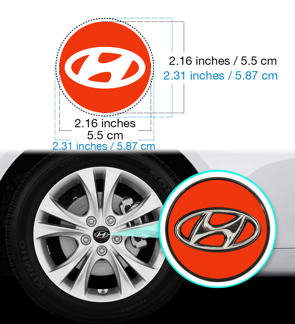 IPG Decorative for Hyundai Sonata - Azera - Santa Fe 2011-2023 Logo Center Cap Wheel Tire Decals Stickers Logo (Center Cap:2.31"-4 Units)