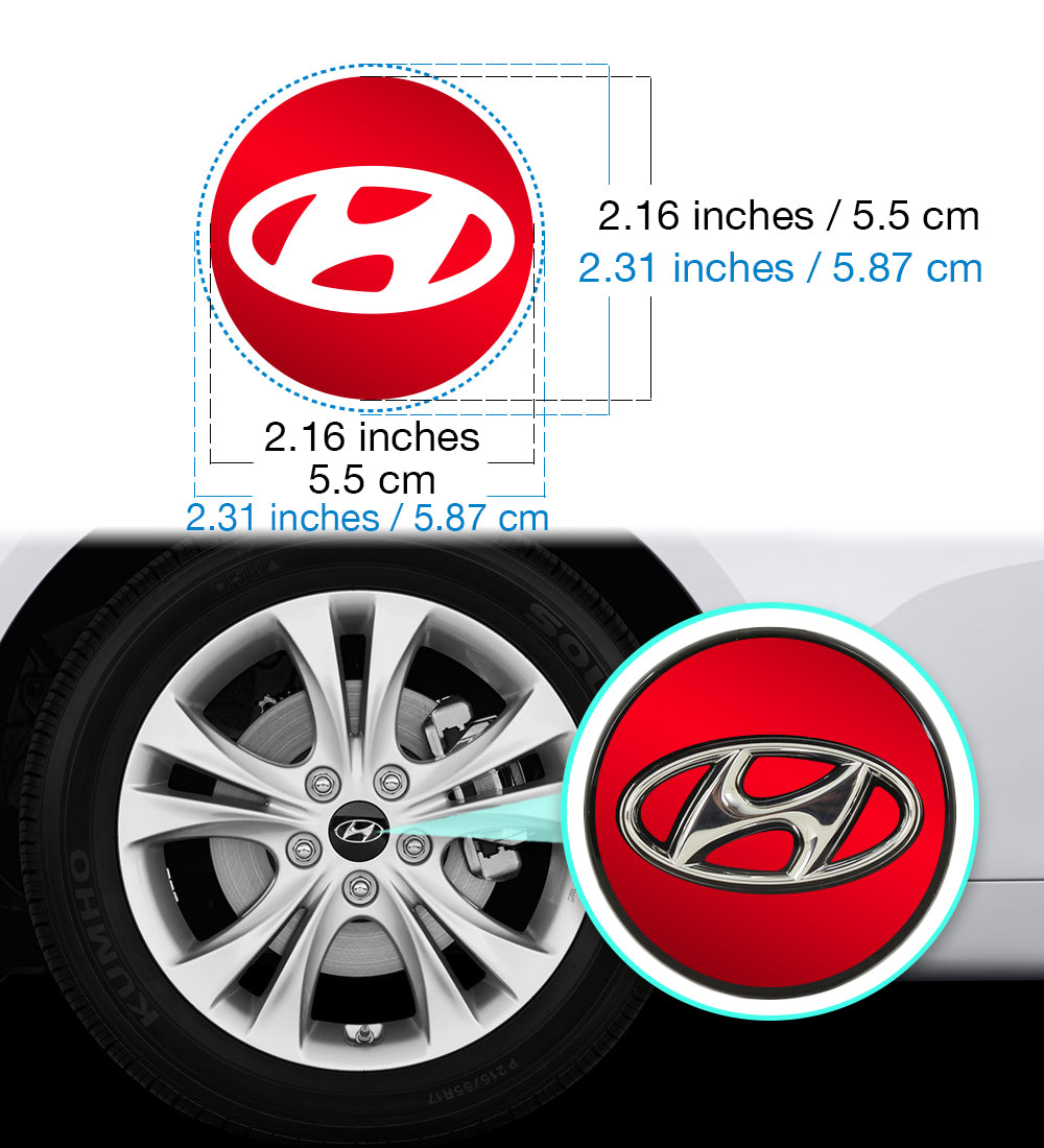 IPG Decorative for Hyundai Sonata - Azera - Santa Fe 2011-2023 Logo Center Cap Wheel Tire Decals Stickers Logo (Center Cap:2.31"-4 Units)