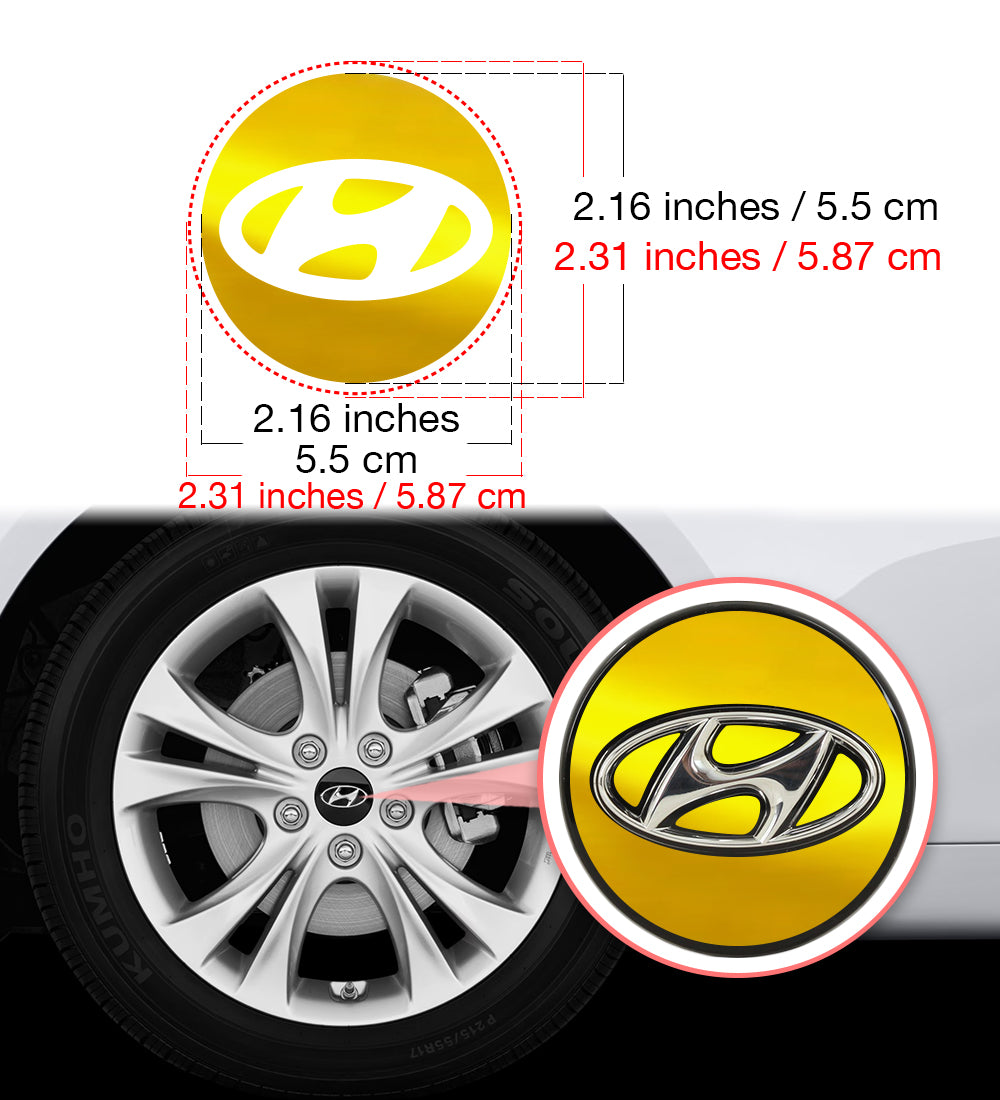 IPG Decorative for Hyundai Sonata - Azera - Santa Fe 2011-2023 Logo Center Cap Wheel Tire Decals Stickers Logo (Center Cap:2.31"-4 Units)