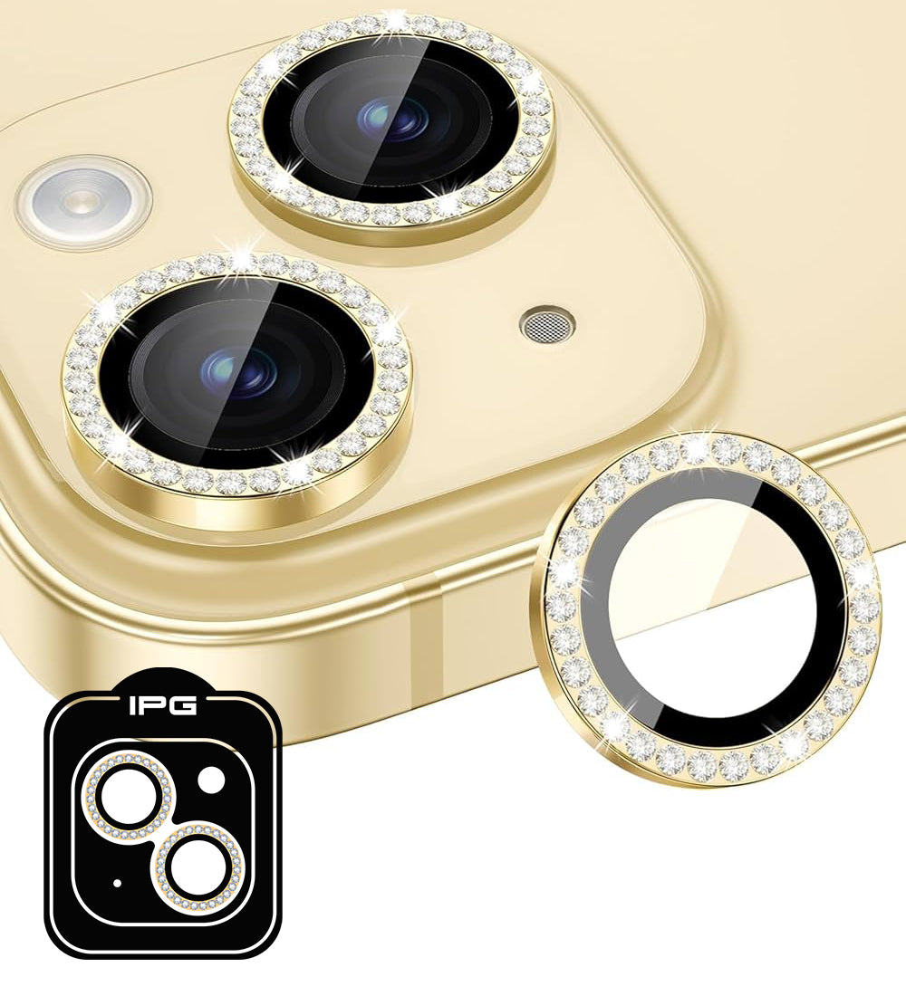 IPG ProLens for Apple iPhone 14 - 14 Plus DIAMOND FRAME CAMERA LENS Protector (Gold)
