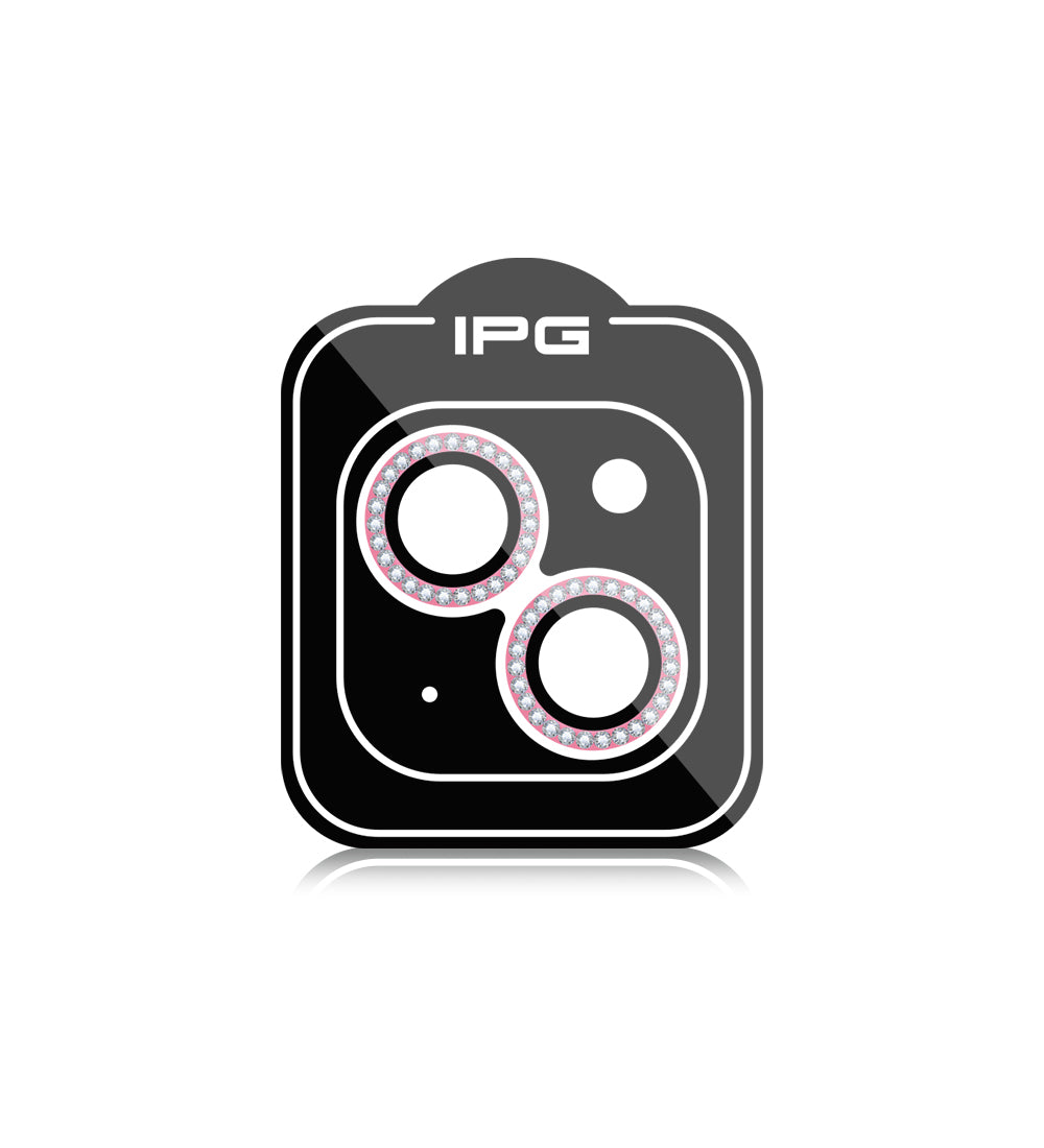 IPG ProLens Apple iPhone 15 - 15 Plus için Elmas - Taşlı Kamera Lens Koruyucu (Pembe)