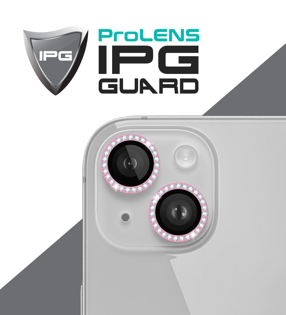IPG ProLens Apple iPhone 15 - 15 Plus için Elmas - Taşlı Kamera Lens Koruyucu (Pembe)