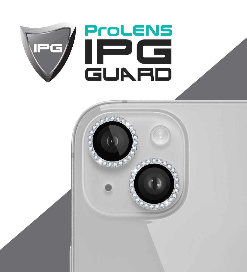 IPG ProLens Apple iPhone 14 - 14 Plus için Elmas - Taşlı Kamera Lens Koruyucu (Gümüş)