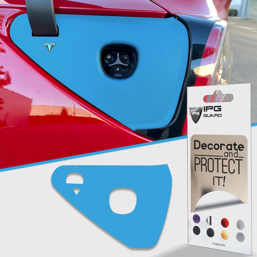 Tesla Model 3 - Model Y 2021-2023 Şarj Port Girişi için IPG Dekoratif Koruyucu Logo Amblem Sticker Etiket Aksesuar Vinil