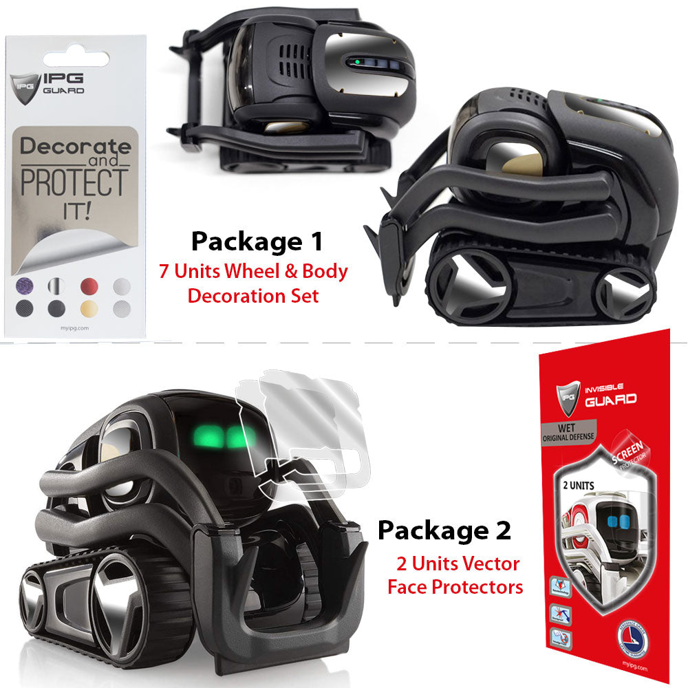 Vector Robot için IPG Dekoratif Koruyucu Dekorasyon Seti Sticker Etiket Aksesuar Vinil (7 Adet Dekoratif Etiket & 2 Adet Ekran Koruyucu)
