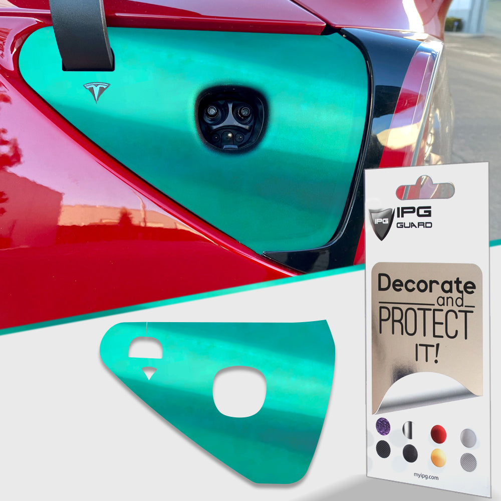 Tesla Model 3 - Model Y 2021-2023 Şarj Port Girişi için IPG Dekoratif Koruyucu Logo Amblem Sticker Etiket Aksesuar Vinil