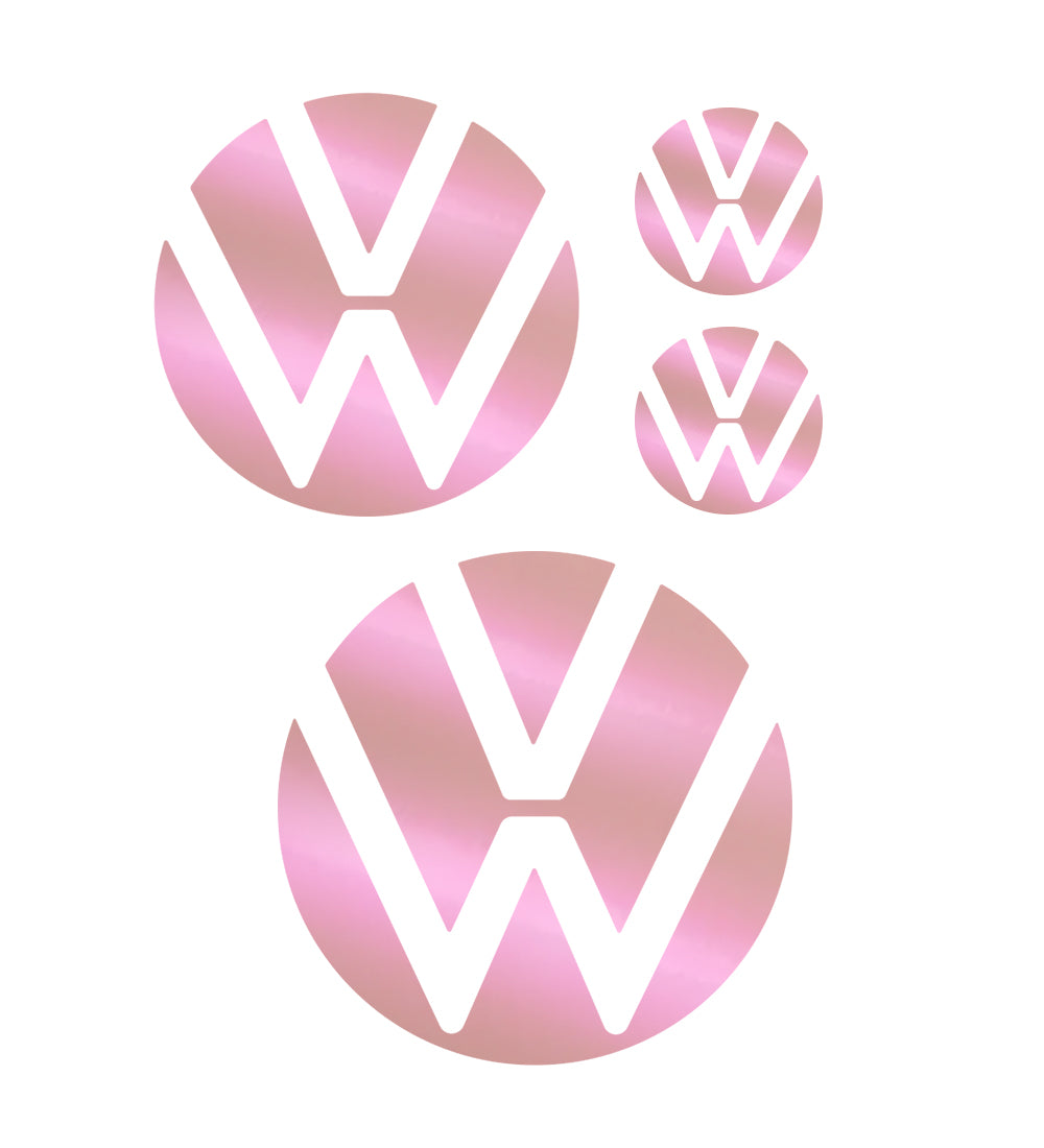 IPG Decorative for Volkswagen Passat / Polo / Tiguan / Golf 2021 Front Emblem Logo - Rear Back Emblem Logo - Steering Wheel Emblem Logo Decals Stickers (4 Units)