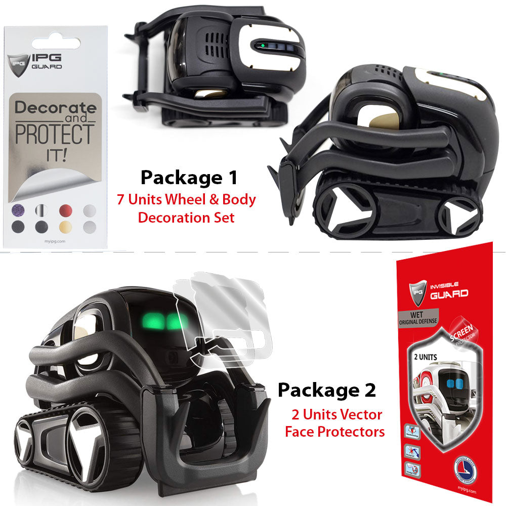 Vector Robot için IPG Dekoratif Koruyucu Dekorasyon Seti Sticker Etiket Aksesuar Vinil (7 Adet Dekoratif Etiket & 2 Adet Ekran Koruyucu)