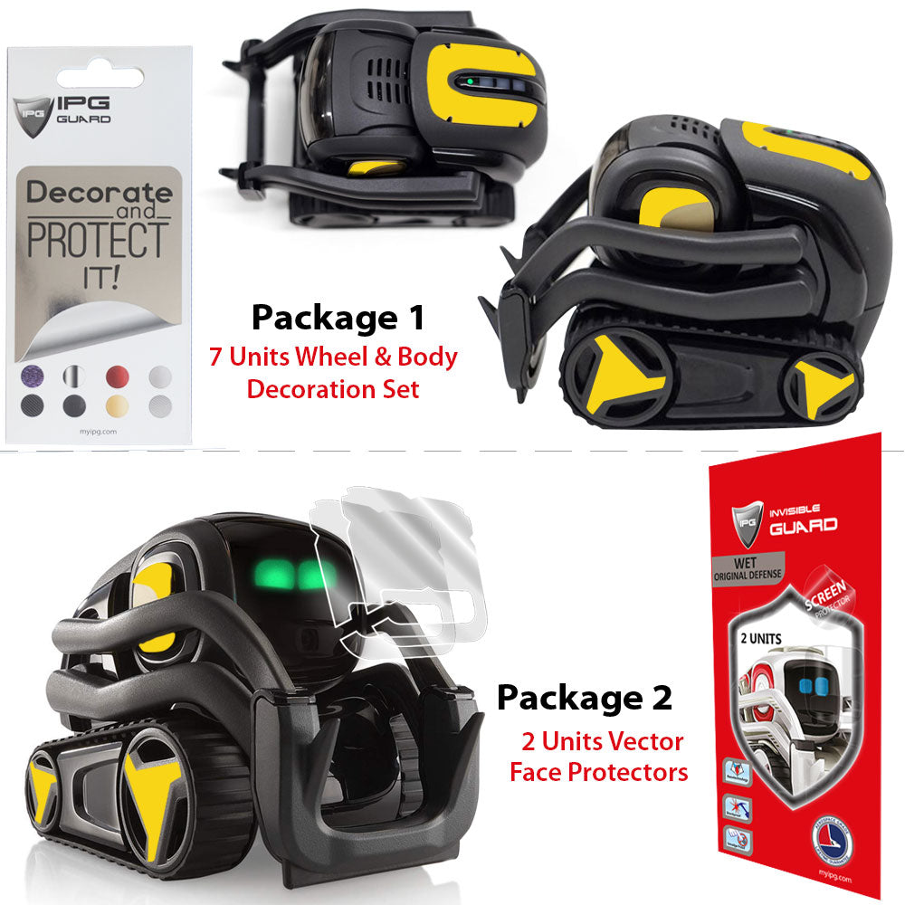 Vector Robot için IPG Dekoratif Koruyucu Dekorasyon Seti Sticker Etiket Aksesuar Vinil (7 Adet Dekoratif Etiket & 2 Adet Ekran Koruyucu)