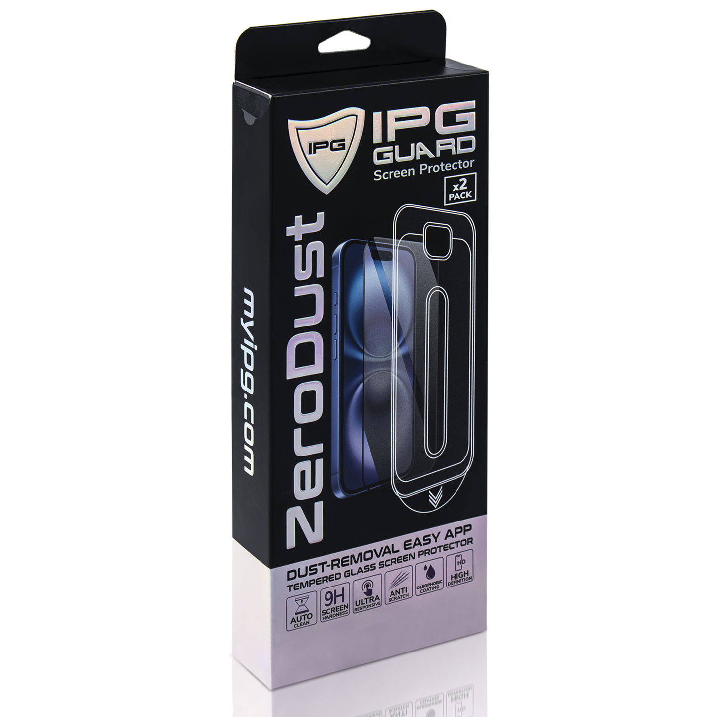 IPG ZeroDust - Apple iPhone 16 için Otomatik Toz Temizleyici EKRAN Koruyucu (2 Adet) (Temperli Cam)