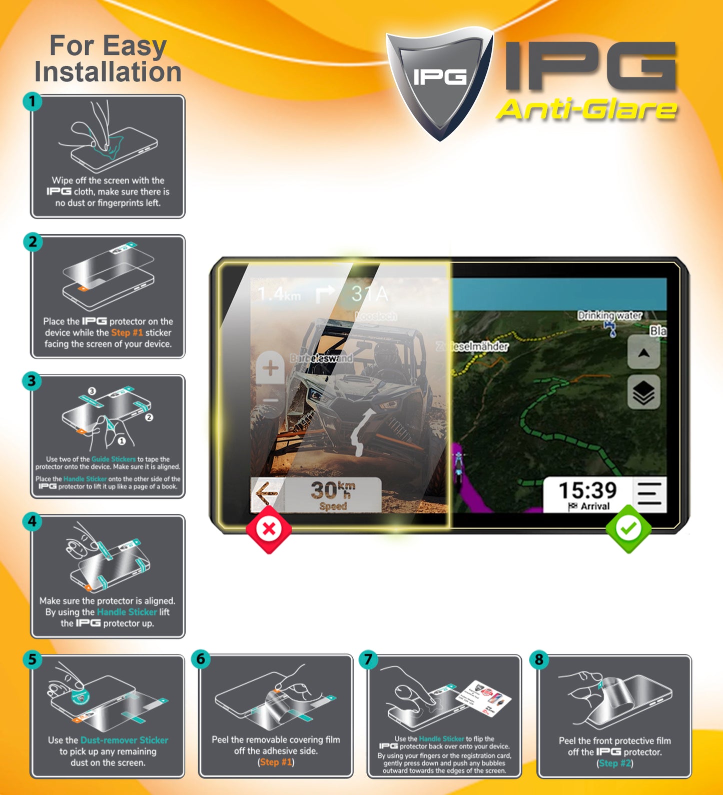 IPG Anti-Glare for Garmin Tread 2 6 Inch Off-Road Navigator GPS ANTI-GLARE SCREEN Protector (2 Units)