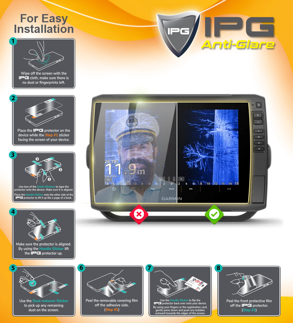 Humminbird XPLORE 9 CMSI+ 9" inç Balık Bulucu Sonar Radar Harita Dönüştürücü Ekranı için IPG Anti-Glare Yansıma Önleyici Ekran Koruyucu