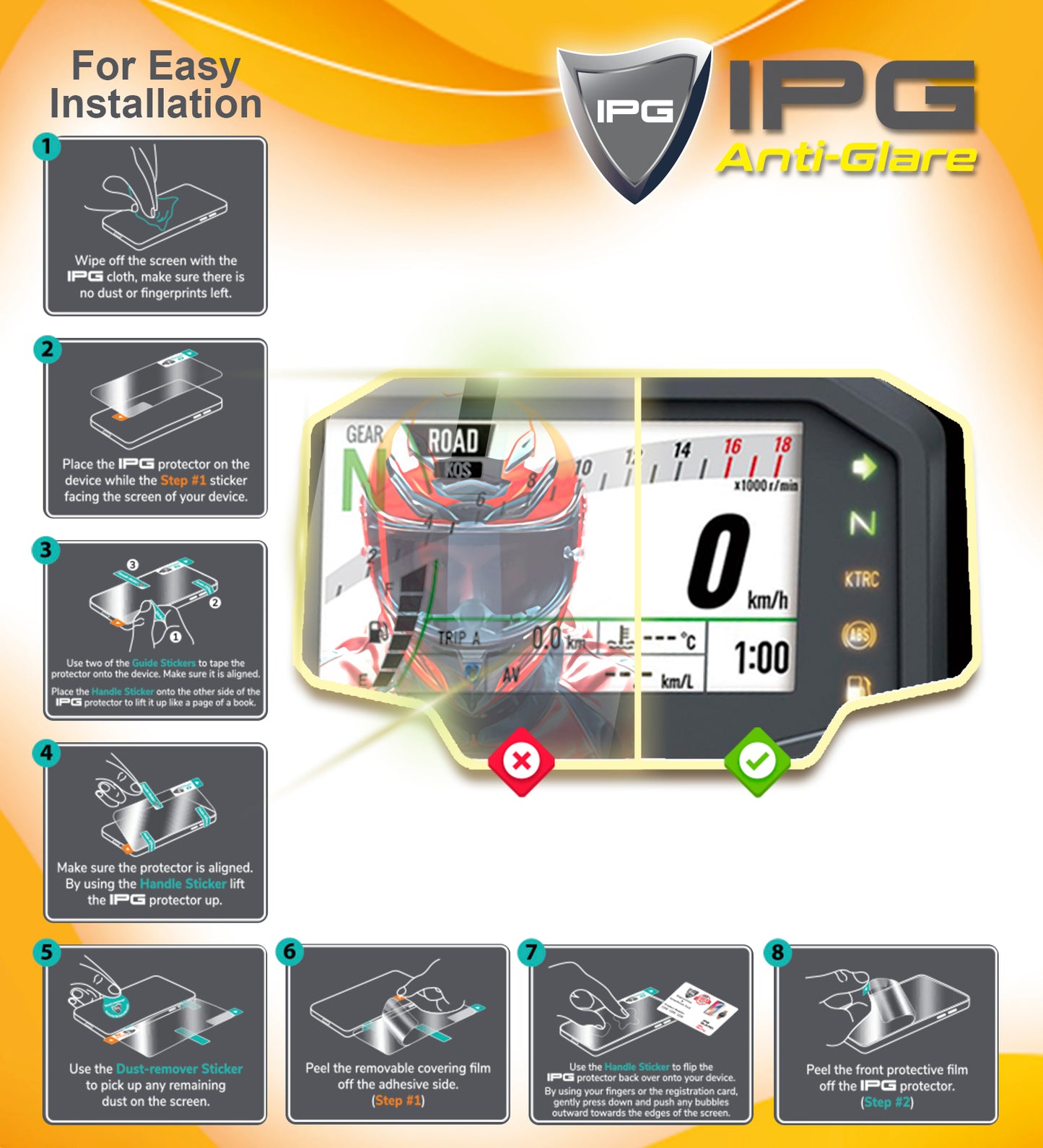 Suzuki GSX 1300R Hayabusa Gen3 2021-2025 Motor Navigasyon Hız Göstergesi Gösterge Paneli için IPG Anti-Glare Yansıma Önleyici Ekran Koruyucu