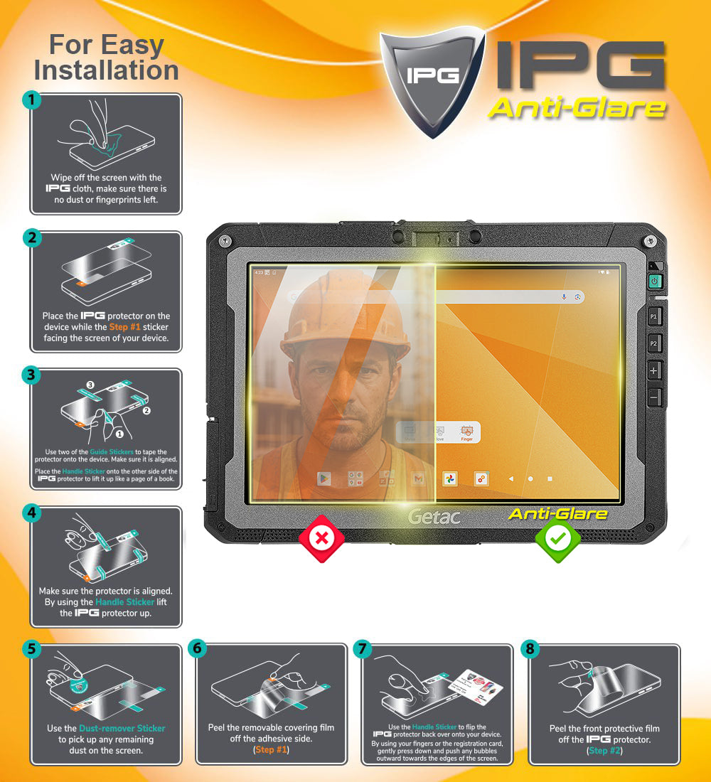 Ipg Anti-Glare for Getac ZX10 / ZX10-EX 10.1" inch Industrial Diagnostic Tablet PC Display Anti-Glare Screen Protector