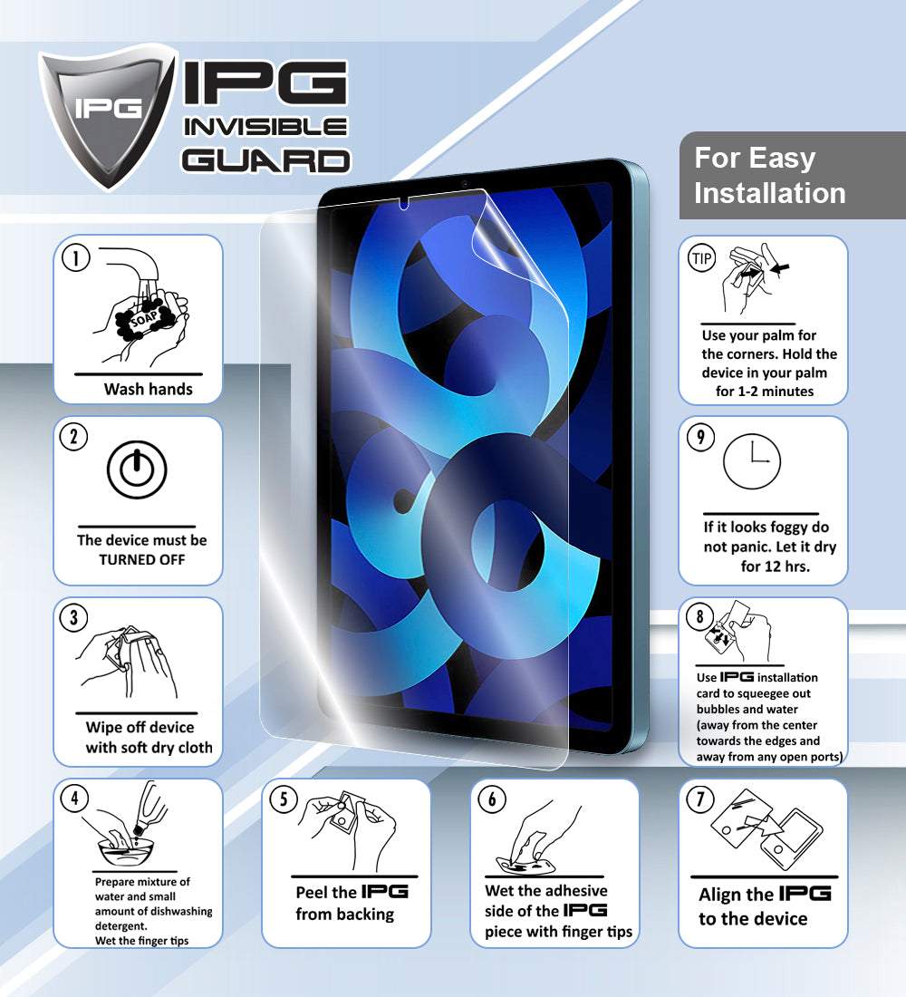 IPG Original for Apple iPad Air 2022 5th Gen 10.9" SCREEN Protector (Hydrogel)