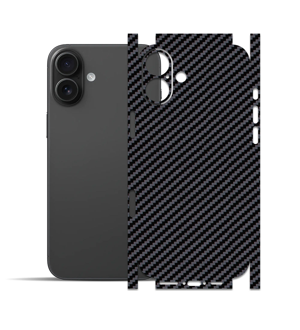 Apple iPhone 16 Plus için IPG Dekoratif Karbon Fiber Vinil Ön, Arka ve Yanlar Tam Koruma