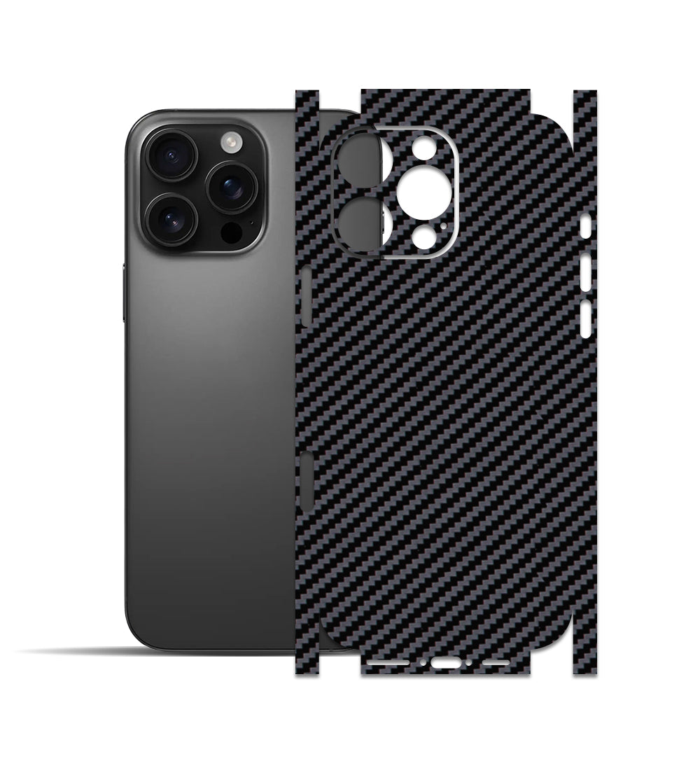 Apple iPhone 16 Pro Max için IPG Dekoratif Karbon Fiber Vinil Ön, Arka ve Yanlar Tam Koruma