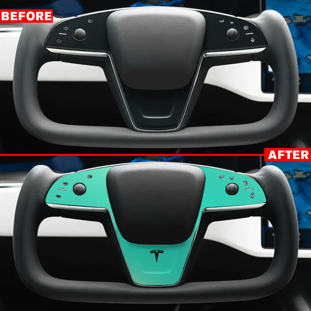 IPG Decorative for Tesla Model S - Model X 2024 Steering Wheel Wrap Decals Stickers with Logo Protector