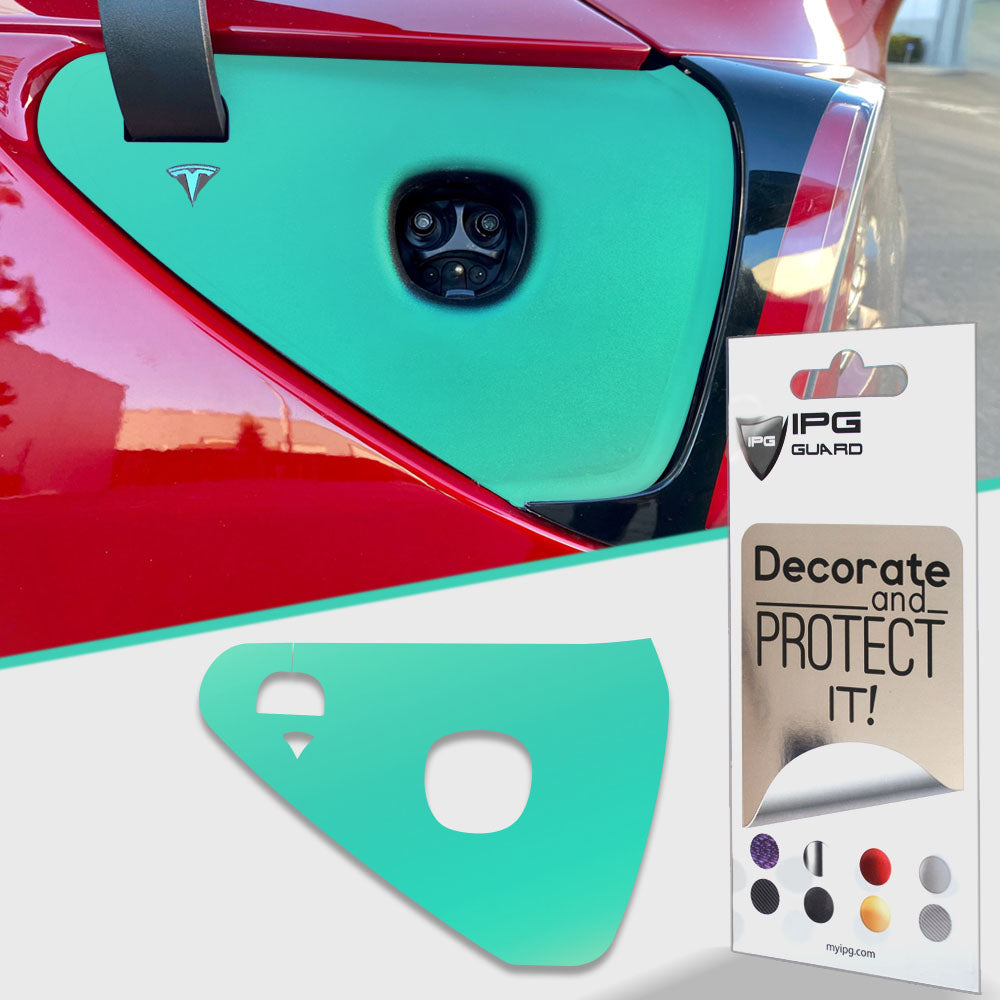 Tesla Model 3 - Model Y 2021-2023 Şarj Port Girişi için IPG Dekoratif Koruyucu Logo Amblem Sticker Etiket Aksesuar Vinil