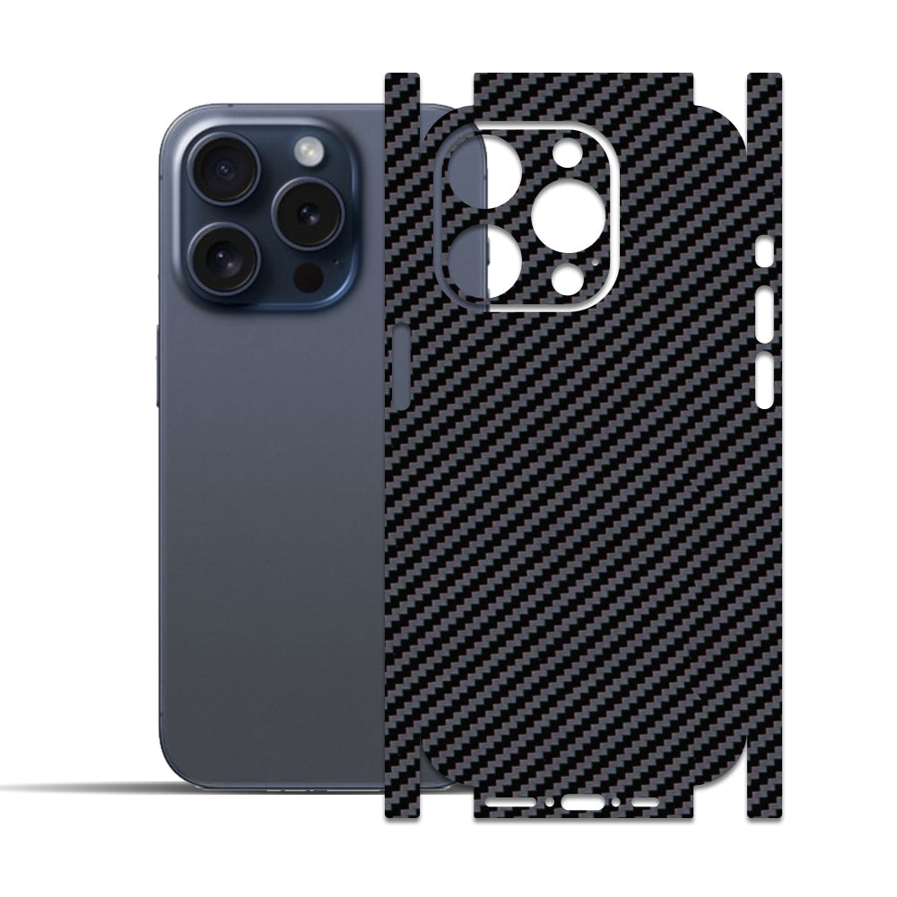 Apple iPhone 15 Pro - 15 Pro Max için IPG Dekoratif Karbon Fiber Vinil Ön, Arka ve Yanlar Tam Koruma