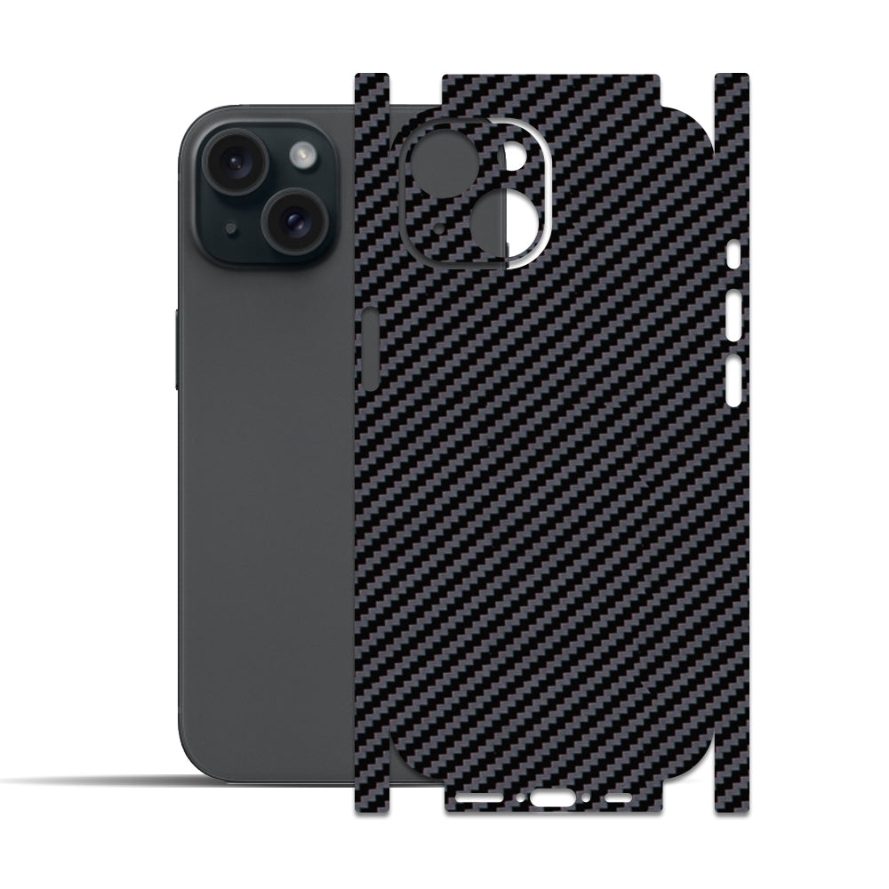 Apple iPhone 15 - 15 Plus için IPG Dekoratif Karbon Fiber Vinil Ön, Arka ve Yanlar Tam Koruma