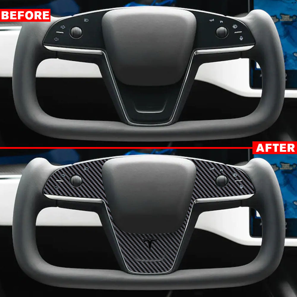 IPG Decorative for Tesla Model S - Model X 2024 Steering Wheel Wrap Decals Stickers with Logo Protector