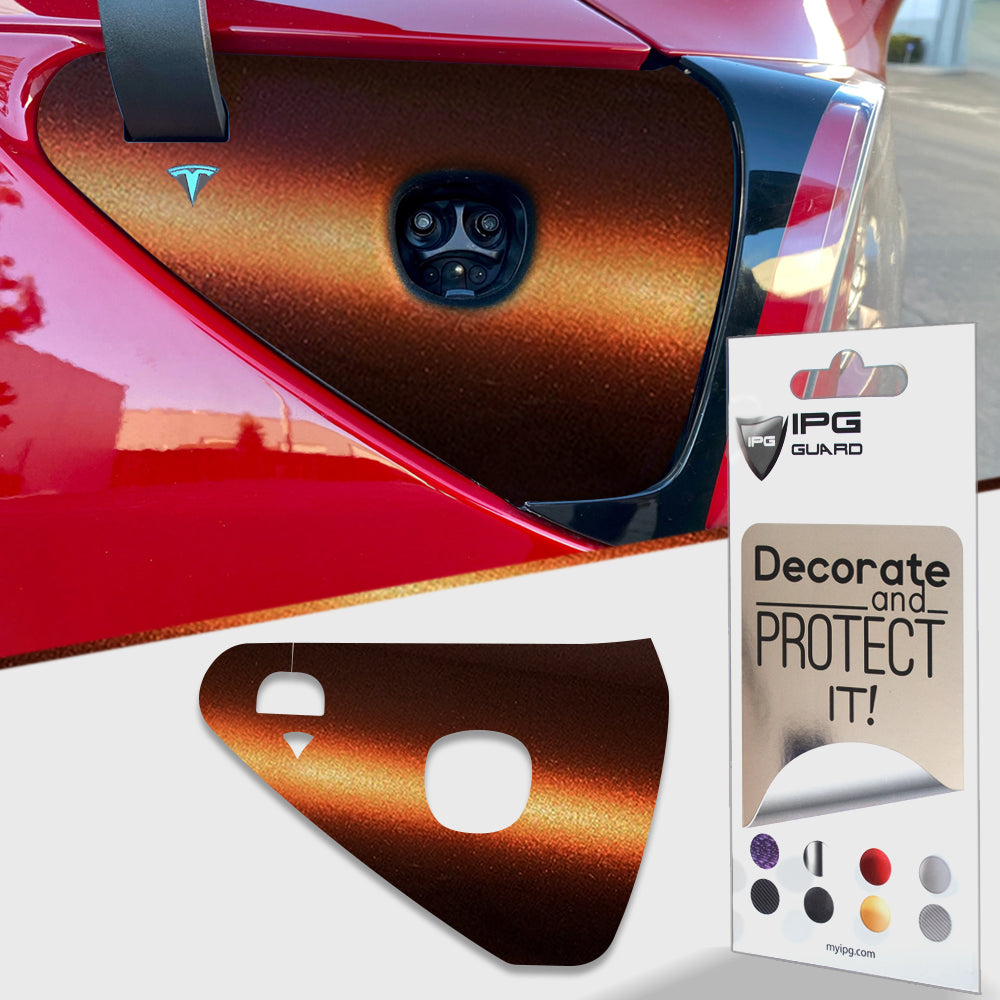 Tesla Model 3 - Model Y 2021-2023 Şarj Port Girişi için IPG Dekoratif Koruyucu Logo Amblem Sticker Etiket Aksesuar Vinil
