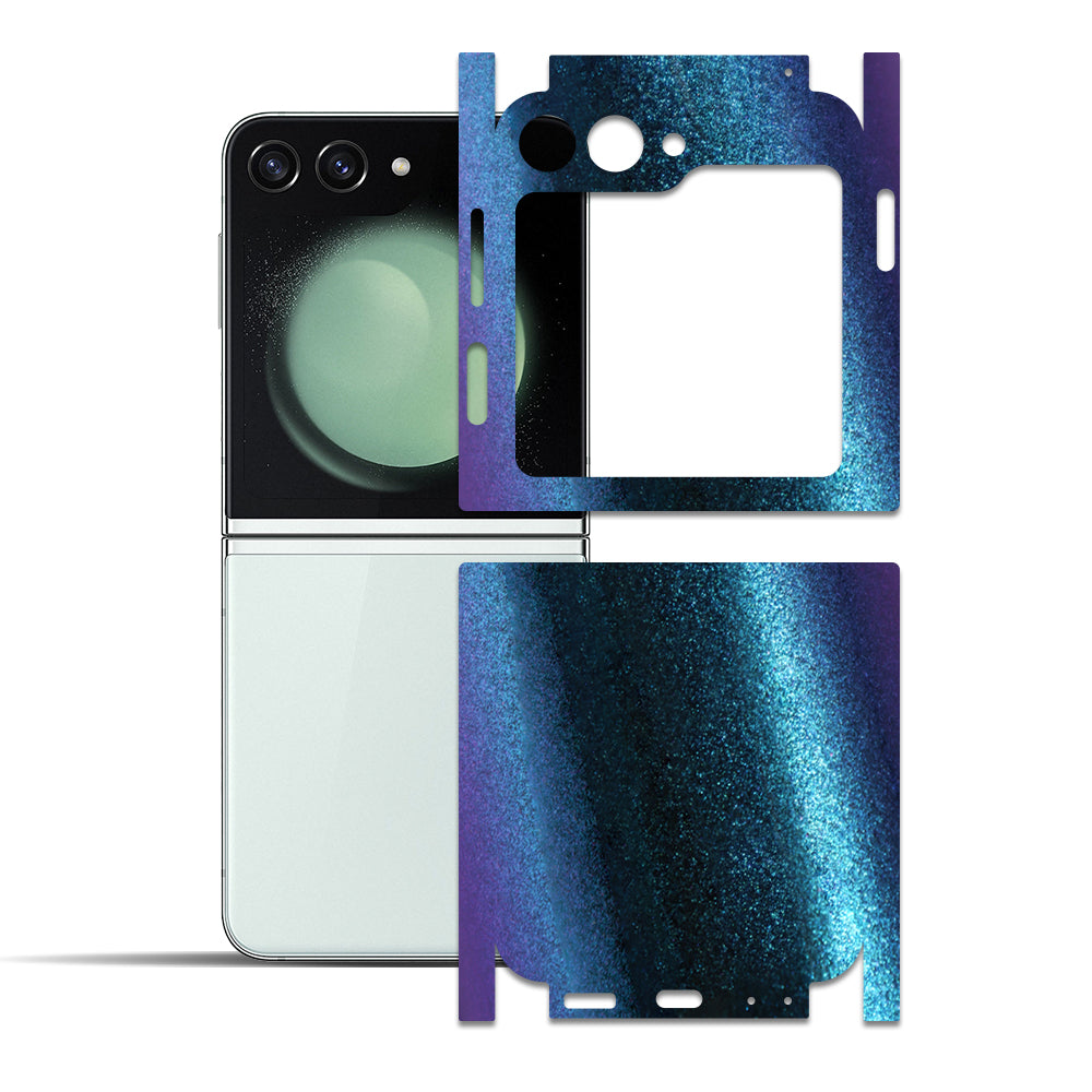 Samsung Galaxy Z Flip 5 için IPG Dekoratif Karbon Fiber Vinil Ön, Arka ve Yanlar Tam Koruma