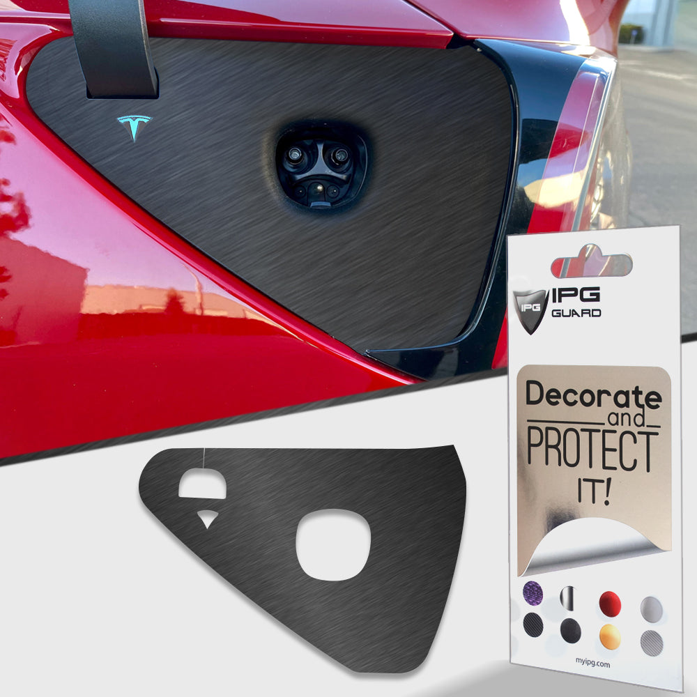 Tesla Model 3 - Model Y 2021-2023 Şarj Port Girişi için IPG Dekoratif Koruyucu Logo Amblem Sticker Etiket Aksesuar Vinil