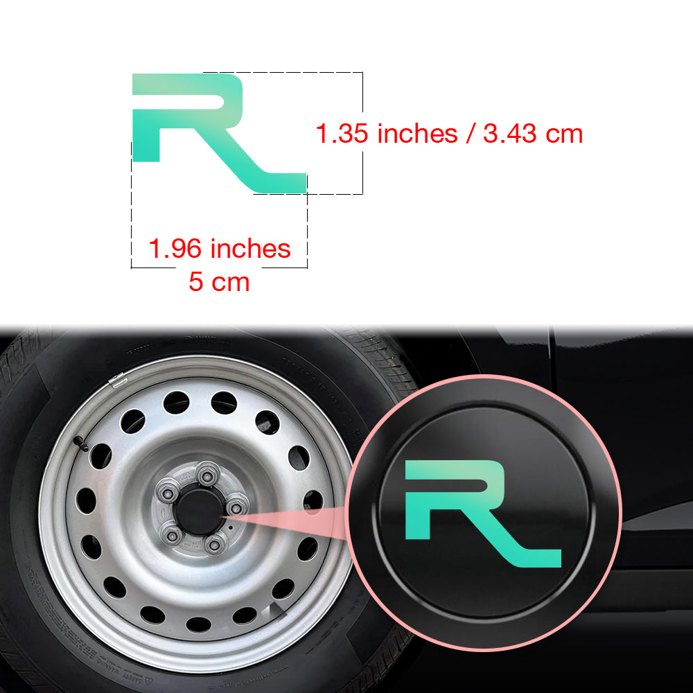 IPG Decorative for Ford Ranger Center Caps for Rims Overlay Wheel Tire R Letter Accessories (Logo: 3.43x5cm / Center Cap: 6.5cm) Inner Decals Stickers (4 Set) Protector