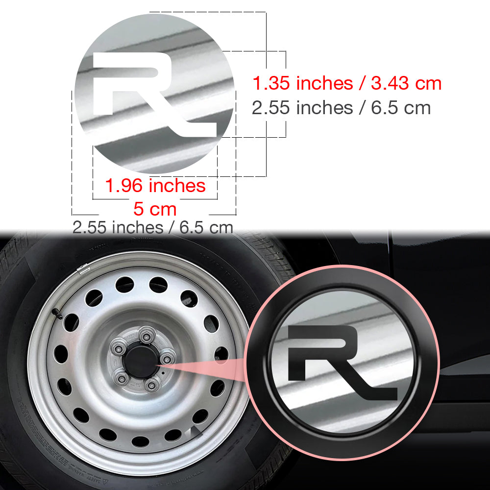 IPG Decorative for Ford Ranger Center Caps for Rims Overlay Wheel Tire R Letter Exterior Accessories (Logo: 3.43x5cm / Center Cap: 6.5cm) Outer Decals Sticker (4 Set) Protector