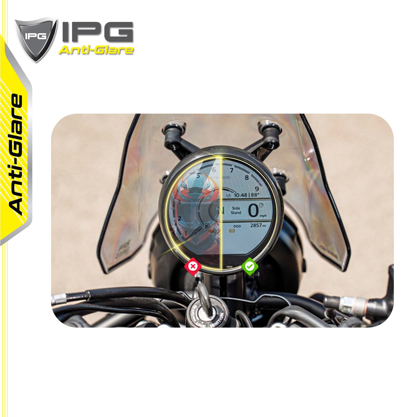 IPG Anti-Glare for Royal Enfield Guerrilla 450 2024 / Himalayan 450 2023-2025 4" Inch Motorcycle Dashboard Cluster Speedometer Display ANTI-GLARE SCREEN Protector