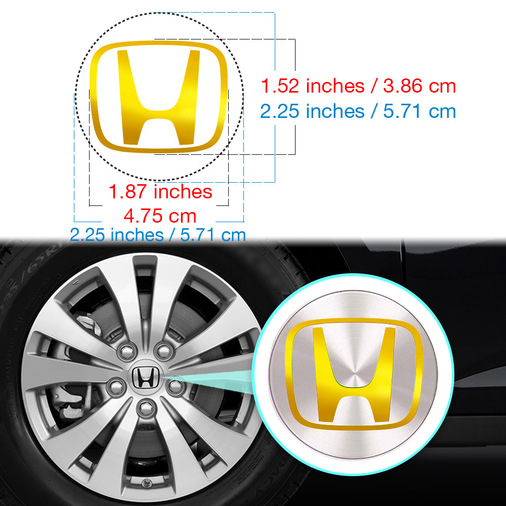 Honda Civic Accord CRV VTEC Si Jant Kapağı için IPG Dekoratif Koruyucu İç Logo Amblem Sticker Etiket Aksesuar Vinil (Jant kapağı çapı:2.25" inç - 4 Set)