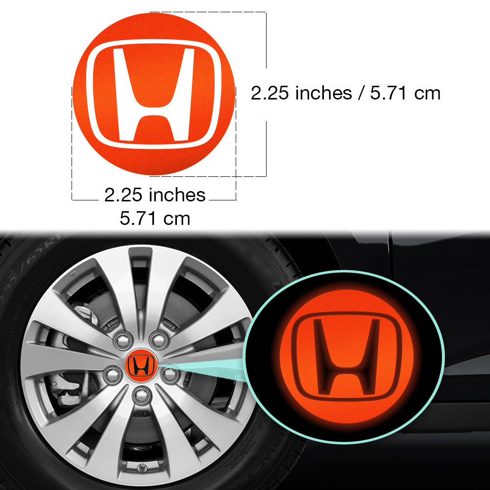 Honda Civic Accord CRV VTEC Si Jant Kapağı için IPG Dekoratif Koruyucu Logo Amblem Sticker Etiket Aksesuar Vinil (Jant kapağı çapı:2.25" inç - 4 Set) Dış Etiket (Reflektif Serisi)