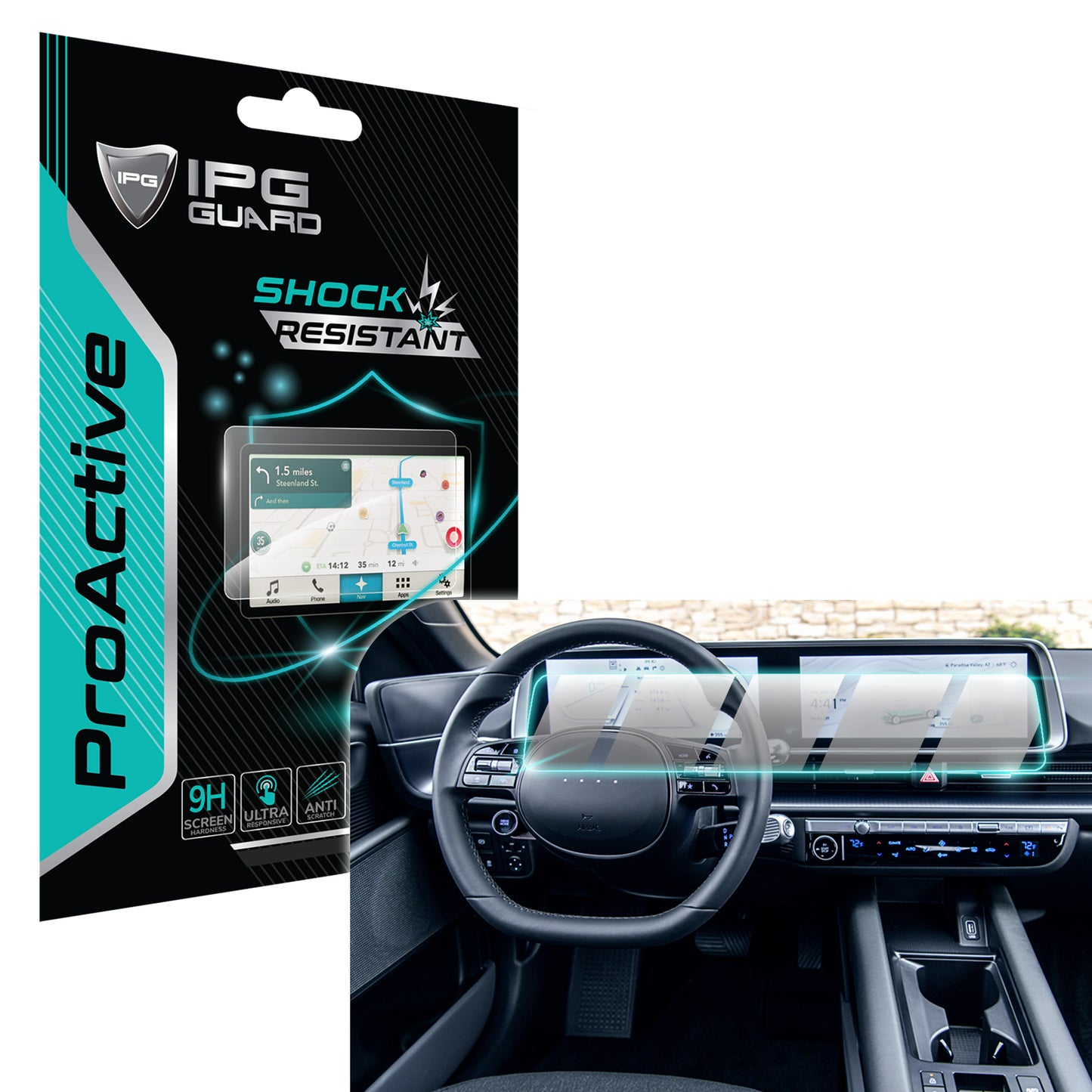 IPG ProActive for Hyundai Ioniq 6 2022-2025 12.3" Inch Cockpit + 12.3" Inch Navigation SCREEN Protector (1 Piece)