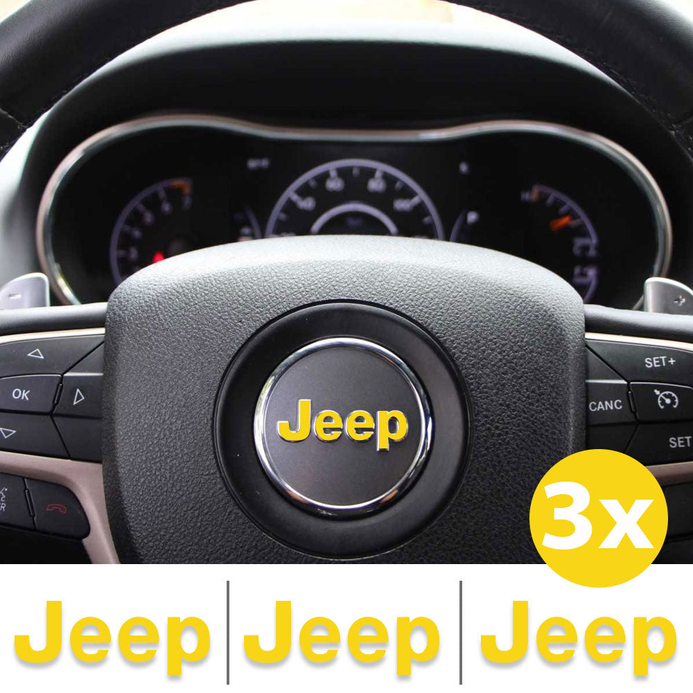 IPG Decorative for Jeep Cherokee/Grand Cherokee 2014-2024 Steering Wheel With Emblem Decals Stickers (3x)