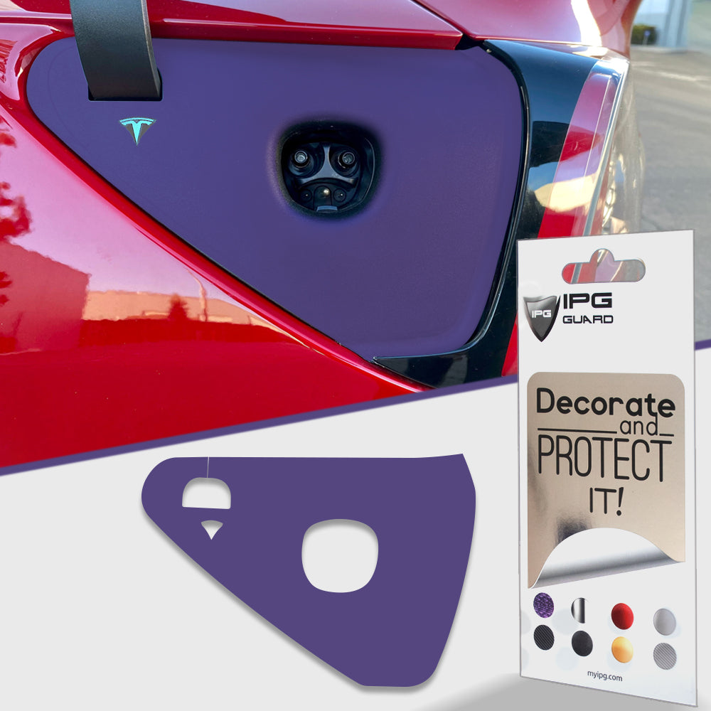 Tesla Model 3 - Model Y 2021-2023 Şarj Port Girişi için IPG Dekoratif Koruyucu Logo Amblem Sticker Etiket Aksesuar Vinil