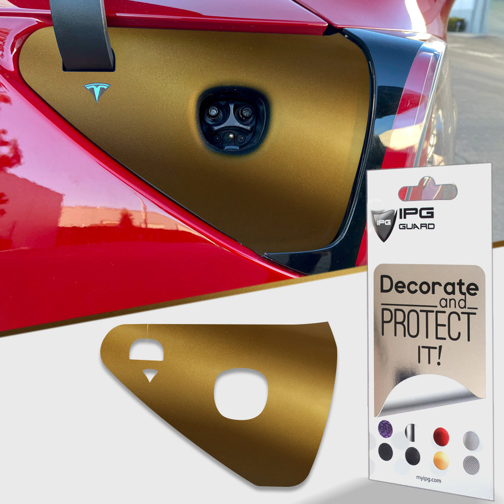 Tesla Model 3 - Model Y 2021-2023 Şarj Port Girişi için IPG Dekoratif Koruyucu Logo Amblem Sticker Etiket Aksesuar Vinil