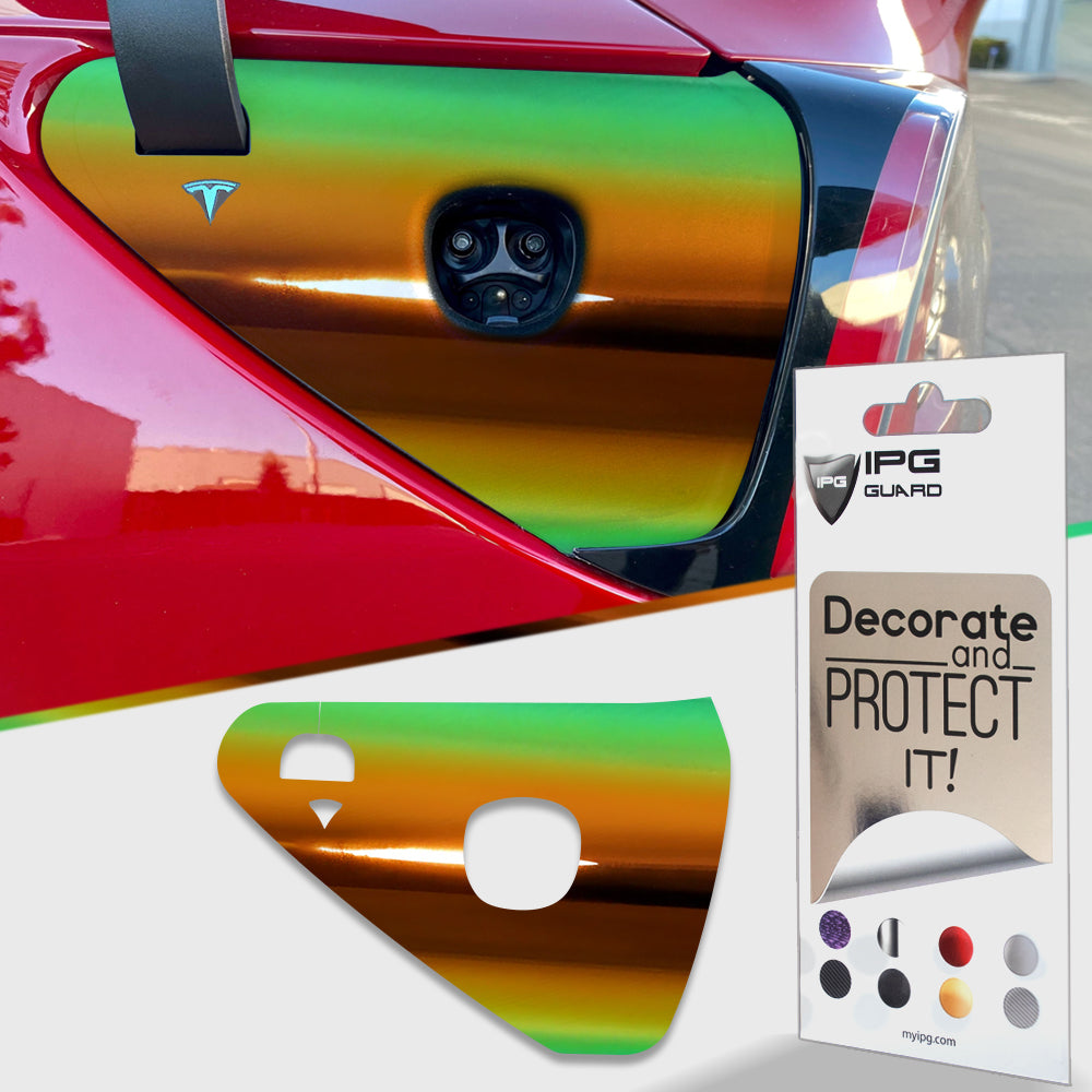 Tesla Model 3 - Model Y 2021-2023 Şarj Port Girişi için IPG Dekoratif Koruyucu Logo Amblem Sticker Etiket Aksesuar Vinil