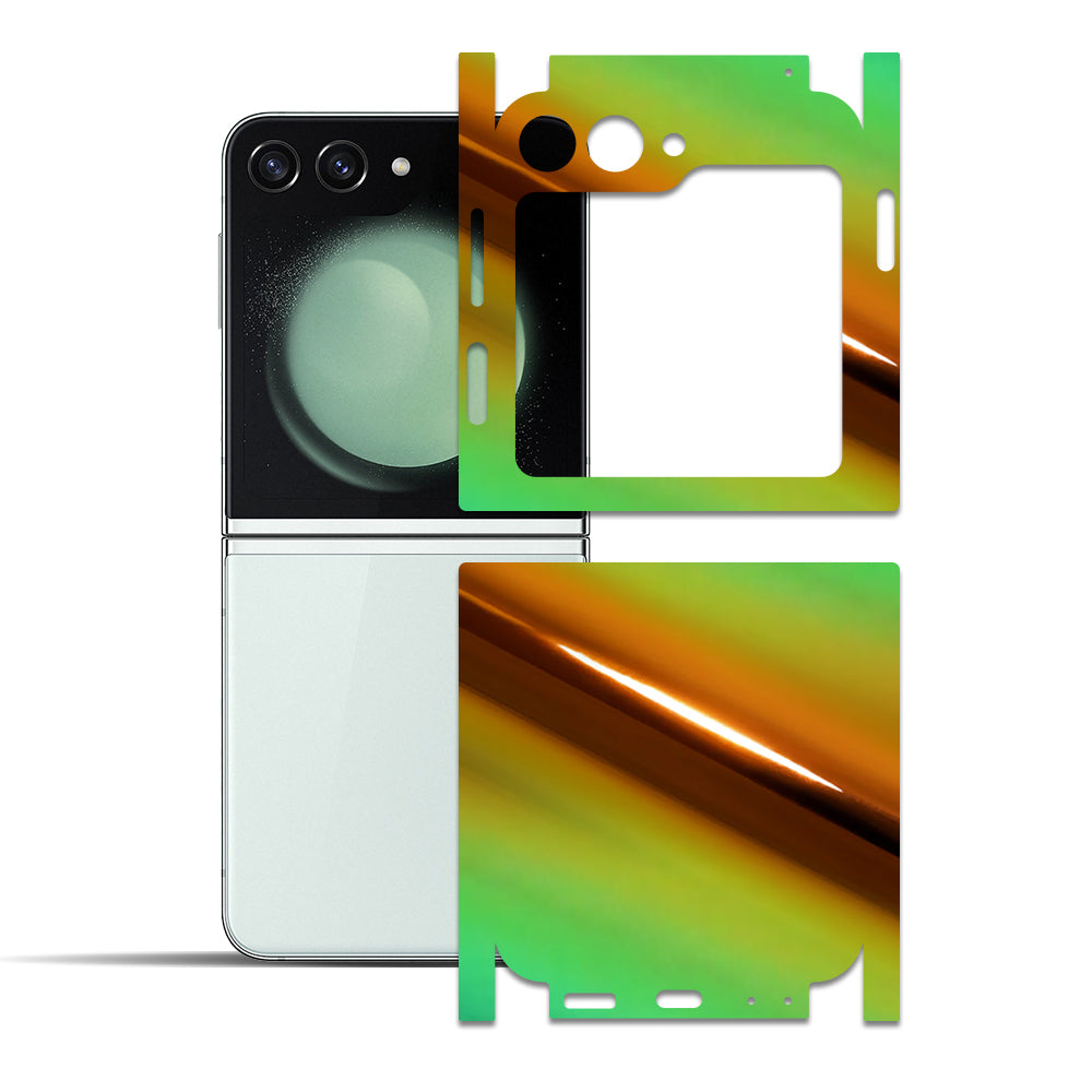 Samsung Galaxy Z Flip 5 için IPG Dekoratif Karbon Fiber Vinil Ön, Arka ve Yanlar Tam Koruma