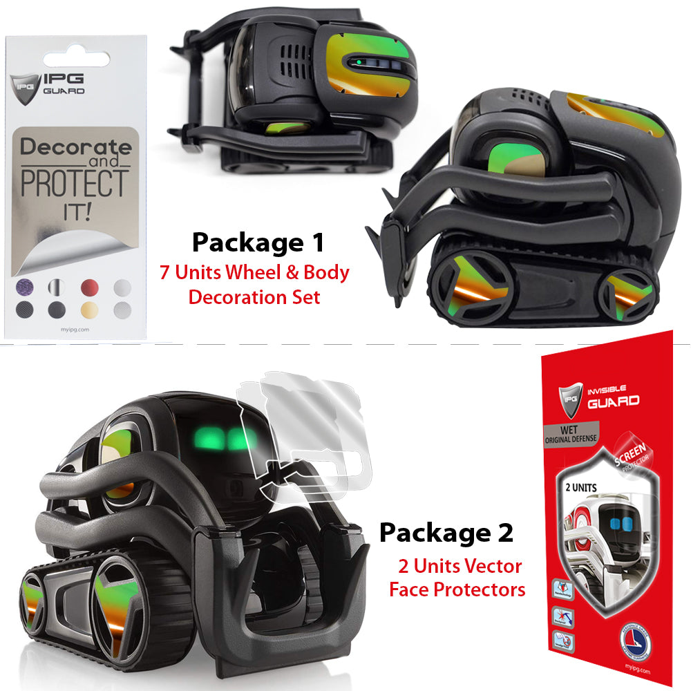 Vector Robot için IPG Dekoratif Koruyucu Dekorasyon Seti Sticker Etiket Aksesuar Vinil (7 Adet Dekoratif Etiket & 2 Adet Ekran Koruyucu)