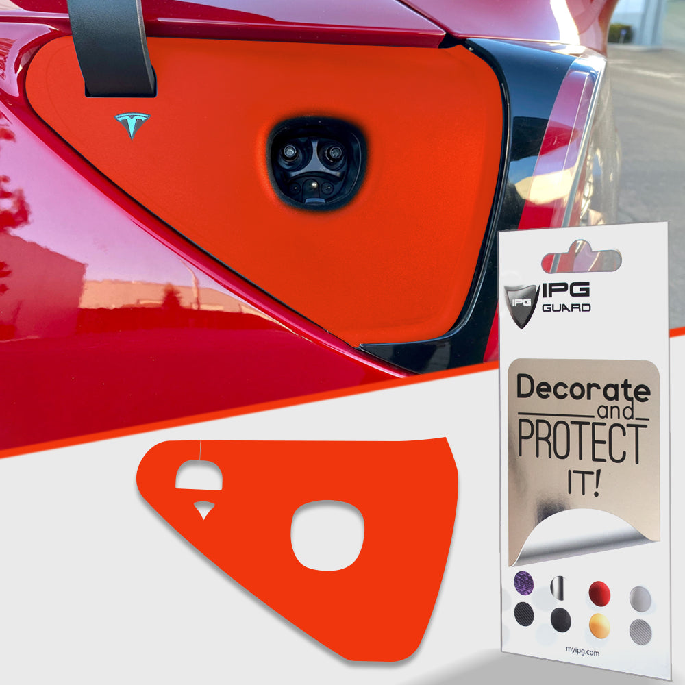 Tesla Model 3 - Model Y 2021-2023 Şarj Port Girişi için IPG Dekoratif Koruyucu Logo Amblem Sticker Etiket Aksesuar Vinil